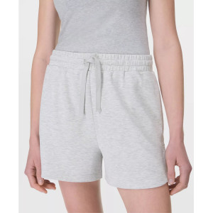 Elastic waist athleisure cotton blend shorts with side pockets