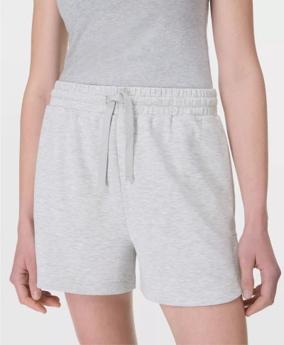 Elastic waist athleisure cotton blend shorts with side pockets