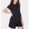 Lightweight side cinched crew neck short sleeve maternity t shirts