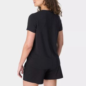 Lightweight side cinched crew neck short sleeve maternity t shirts