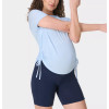 Lightweight side cinched crew neck short sleeve maternity t shirts