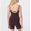 Women's scoop neck padded sports tank back cross supportive sleeveless yoga top