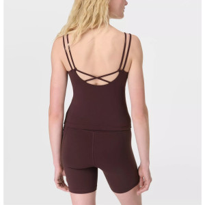 Women's scoop neck padded sports tank back cross supportive sleeveless yoga top