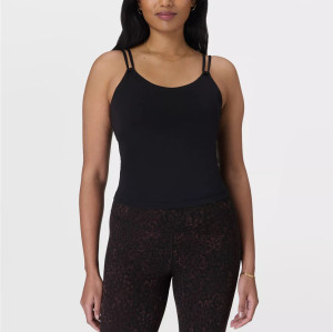 Women's scoop neck padded sports tank back cross supportive sleeveless yoga top