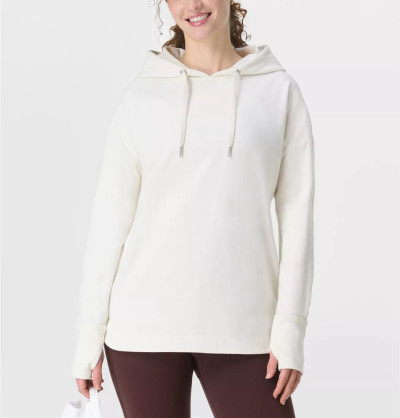 Women's heavy weight relaxed fit cotton hoodies with thumbleholes side split hooded sweatshirts