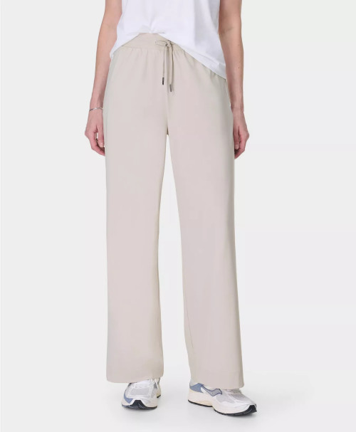 Lightweight side piping wide leg pants with pockets adjustable waist regular fit sweatpants