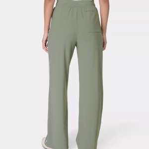 Lightweight side piping wide leg pants with pockets adjustable waist regular fit sweatpants