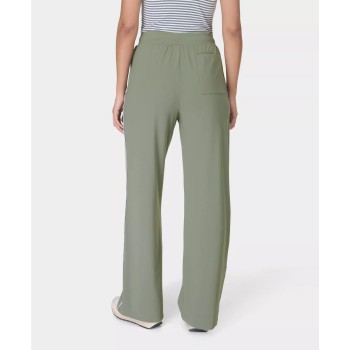 Lightweight side piping wide leg pants with pockets adjustable waist regular fit sweatpants