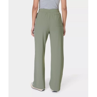 Lightweight side piping wide leg pants with pockets adjustable waist regular fit sweatpants