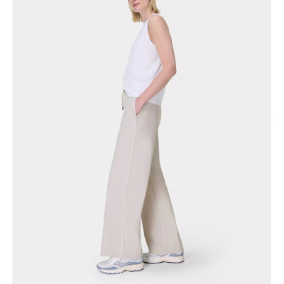 Lightweight side piping wide leg pants with pockets adjustable waist regular fit sweatpants