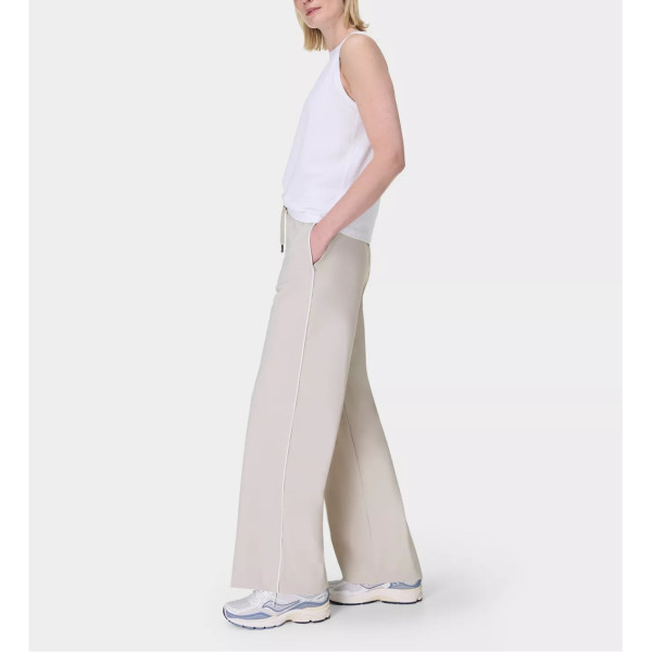 Lightweight side piping wide leg pants with pockets adjustable waist regular fit sweatpants