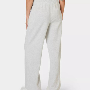 Elastic waist wide leg pants with zipper pockets relaxed fit cozy cotton pants
