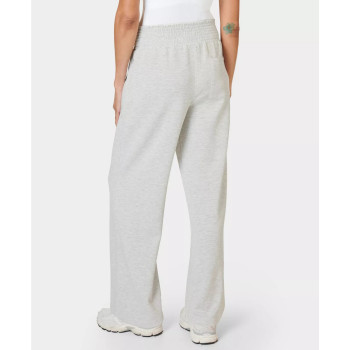 Elastic waist wide leg pants with zipper pockets relaxed fit cozy cotton pants