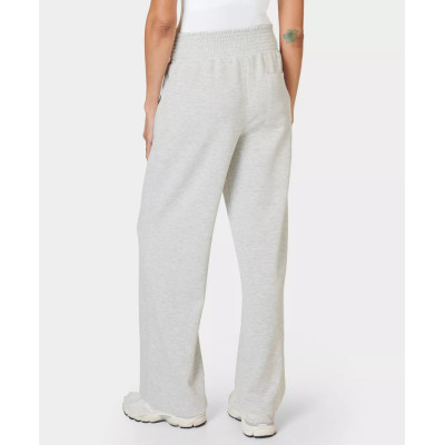 Elastic waist wide leg pants with zipper pockets relaxed fit cozy cotton pants