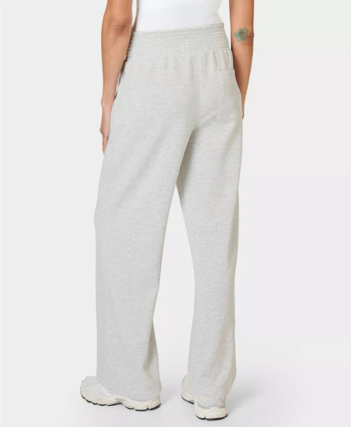 Elastic waist wide leg pants with zipper pockets relaxed fit cozy cotton pants