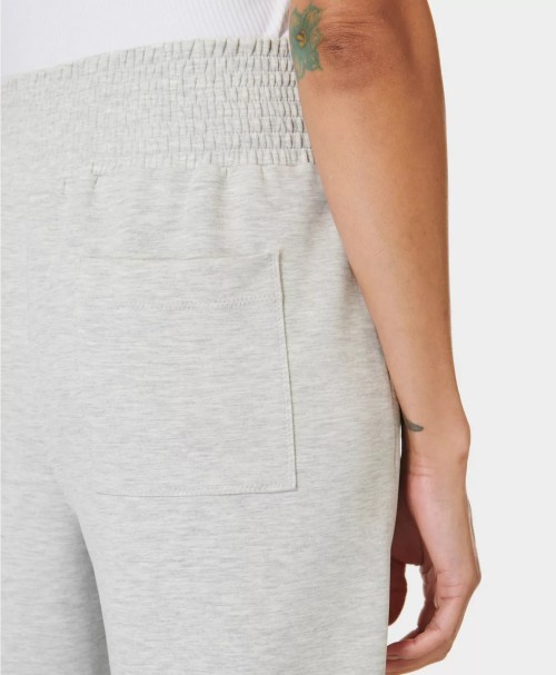 Elastic waist wide leg pants with zipper pockets relaxed fit cozy cotton pants