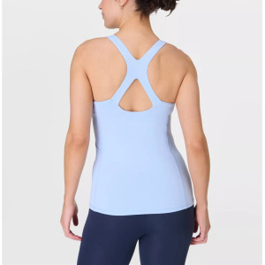 Slim fit scoop neck flattering yoga tank top with removable paddings