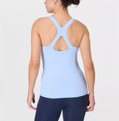 Slim fit scoop neck flattering yoga tank top with removable paddings