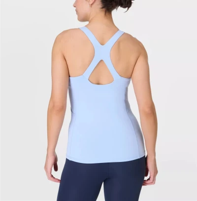 Slim fit scoop neck flattering yoga tank top with removable paddings