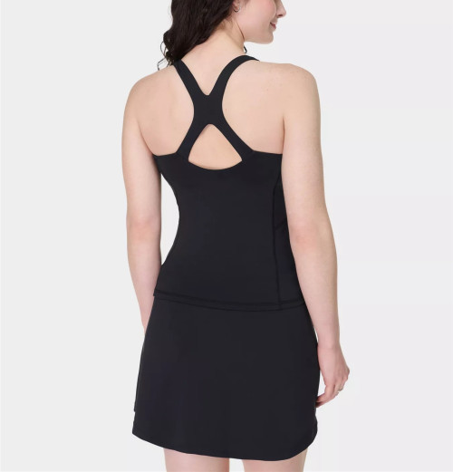 Slim fit scoop neck flattering yoga tank top with removable paddings
