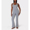 Women's wide strap scoop neck flattering yoga jumpsuits with side pockets