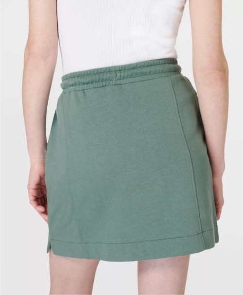 Elastic waist cotton blend lounge skirts with side pockets women's new A line skirts