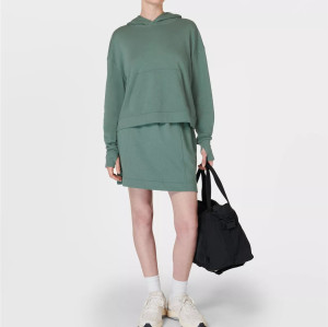 Elastic waist cotton blend lounge skirts with side pockets women's new A line skirts