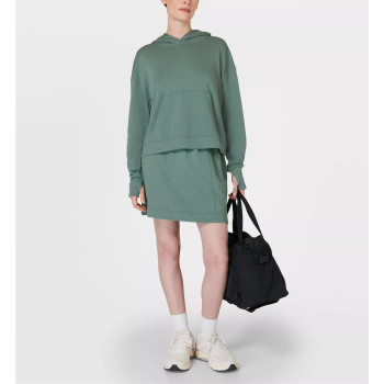 Elastic waist cotton blend lounge skirts with side pockets women's new A line skirts