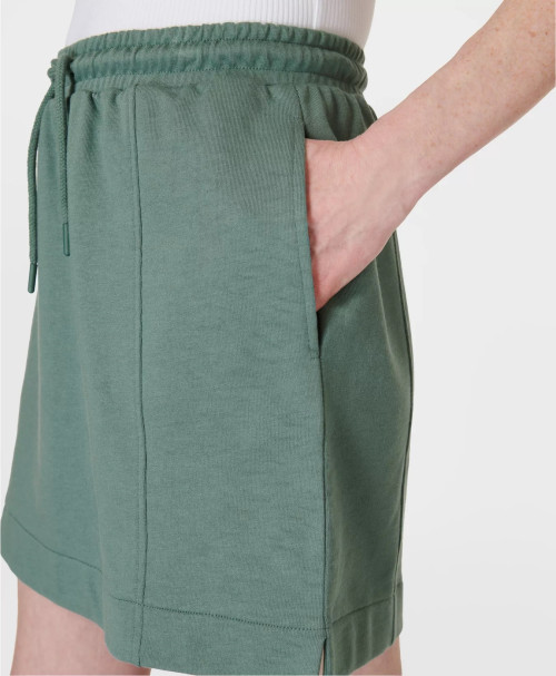 Elastic waist cotton blend lounge skirts with side pockets women's new A line skirts