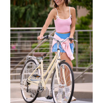 Lightweight ribbed active tank with spaghetti straps lower back cami top