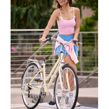 Lightweight ribbed active tank with spaghetti straps lower back cami top