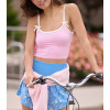 Lightweight ribbed active tank with spaghetti straps lower back cami top