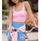 Lightweight ribbed active tank with spaghetti straps lower back cami top