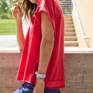 Women's lightweight V neck mesh t shirts with chest pockets oversized sports tees