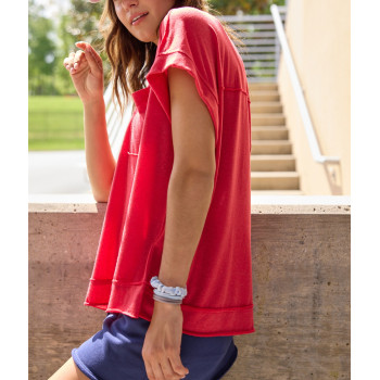 Women's lightweight V neck mesh t shirts with chest pockets oversized sports tees