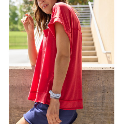 Women's lightweight V neck mesh t shirts with chest pockets oversized sports tees