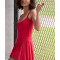 Women's luxury big U neck one piece tennis dress with removable paddings