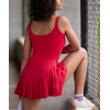 Women's luxury big U neck one piece tennis dress with removable paddings