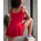 Women's luxury big U neck one piece tennis dress with removable paddings