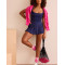 Women's luxury big U neck one piece tennis dress with removable paddings