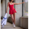 Women's luxury big U neck one piece tennis dress with removable paddings
