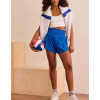 Women's rib waist woven shorts tummy control double layer running shorts