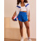 Women's rib waist woven shorts tummy control double layer running shorts