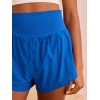 Women's rib waist woven shorts tummy control double layer running shorts