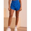 Women's rib waist woven shorts tummy control double layer running shorts