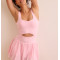Wide strap buttery soft one piece tennis dress with built in shorts front cutout pleated skirts