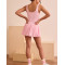 Wide strap buttery soft one piece tennis dress with built in shorts front cutout pleated skirts