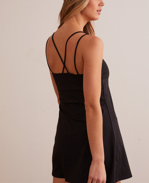 Classic one piece cross back tennis dress with built in shorts
