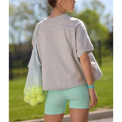 Women's oversized cotton short sleeve t shirts crew neck cropped sports tees