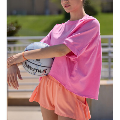 Women's oversized cotton short sleeve t shirts crew neck cropped sports tees